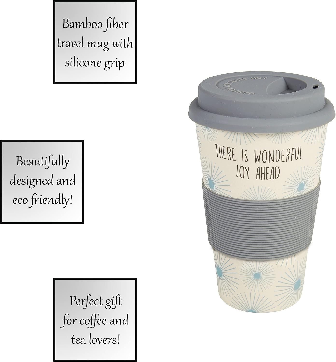 Creative Brands Travel Mug - Travel Coffee Cup with Lid and Sleeve Bamboo Fiber No Spill Tumbler by Faithworks, 13-Ounce, Wonderful Joy Ahead image 3
