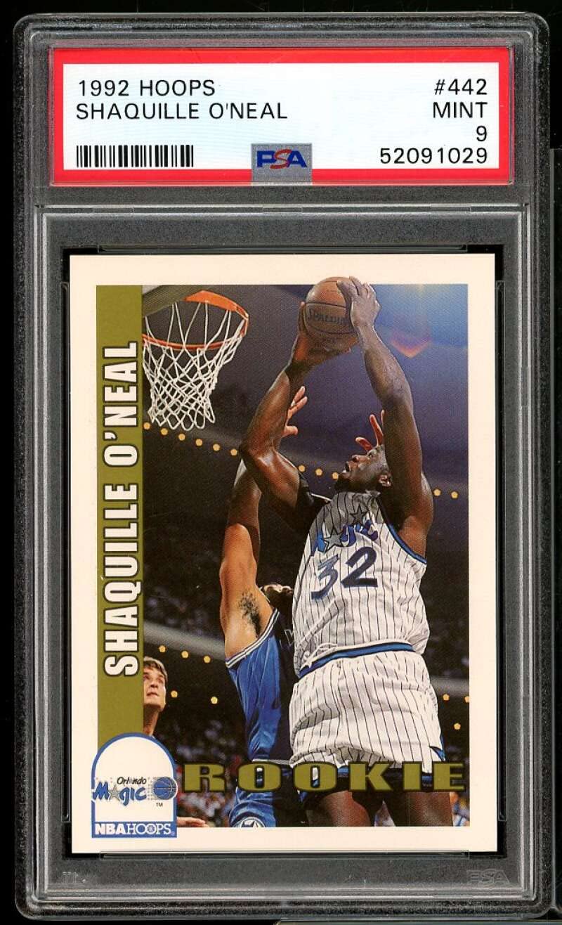 Amazon.com: Shaquille O'Neal Rookie Card 1992-93 Hoops #442 PSA 9