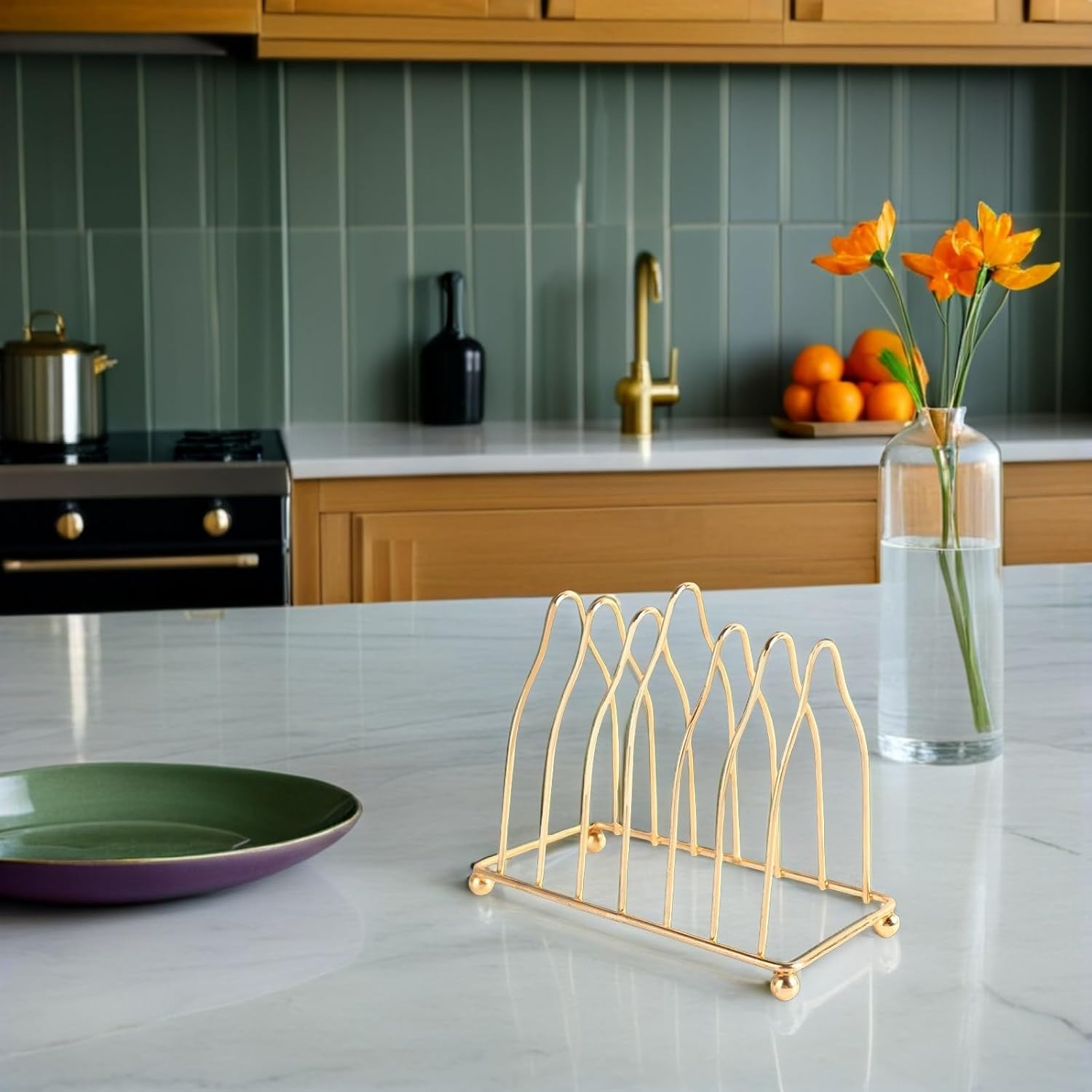 Cabilock Decorative Plate Holder Wear Resistant Plate Stand for Countertop Storage Delicate Plate Rack for Kitchen Organization and Stylish Living Decor