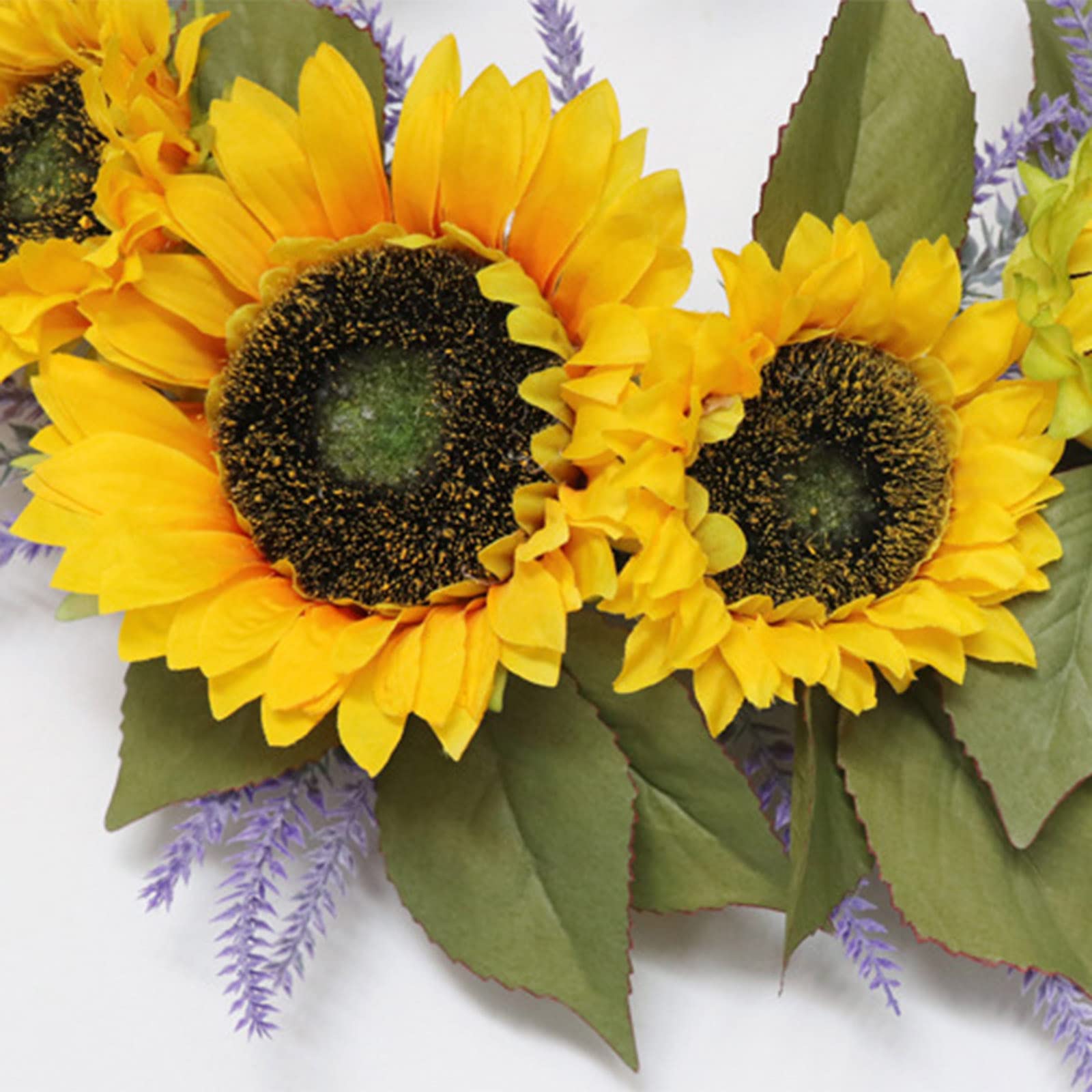 Corona Di Girasoli Artificiali Da 45 Cm – Ghirlanda Floreale Per Porta, Finestra O Parete – Finta Gialla Primavera/Estate