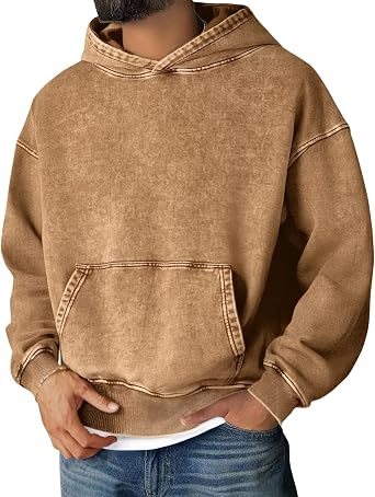 Mens Womens Oversized Hoodies Acid Wash Vintage Washed Hoodie Solid Color Long Sleeve Pullover Sweatshirts Streetwear