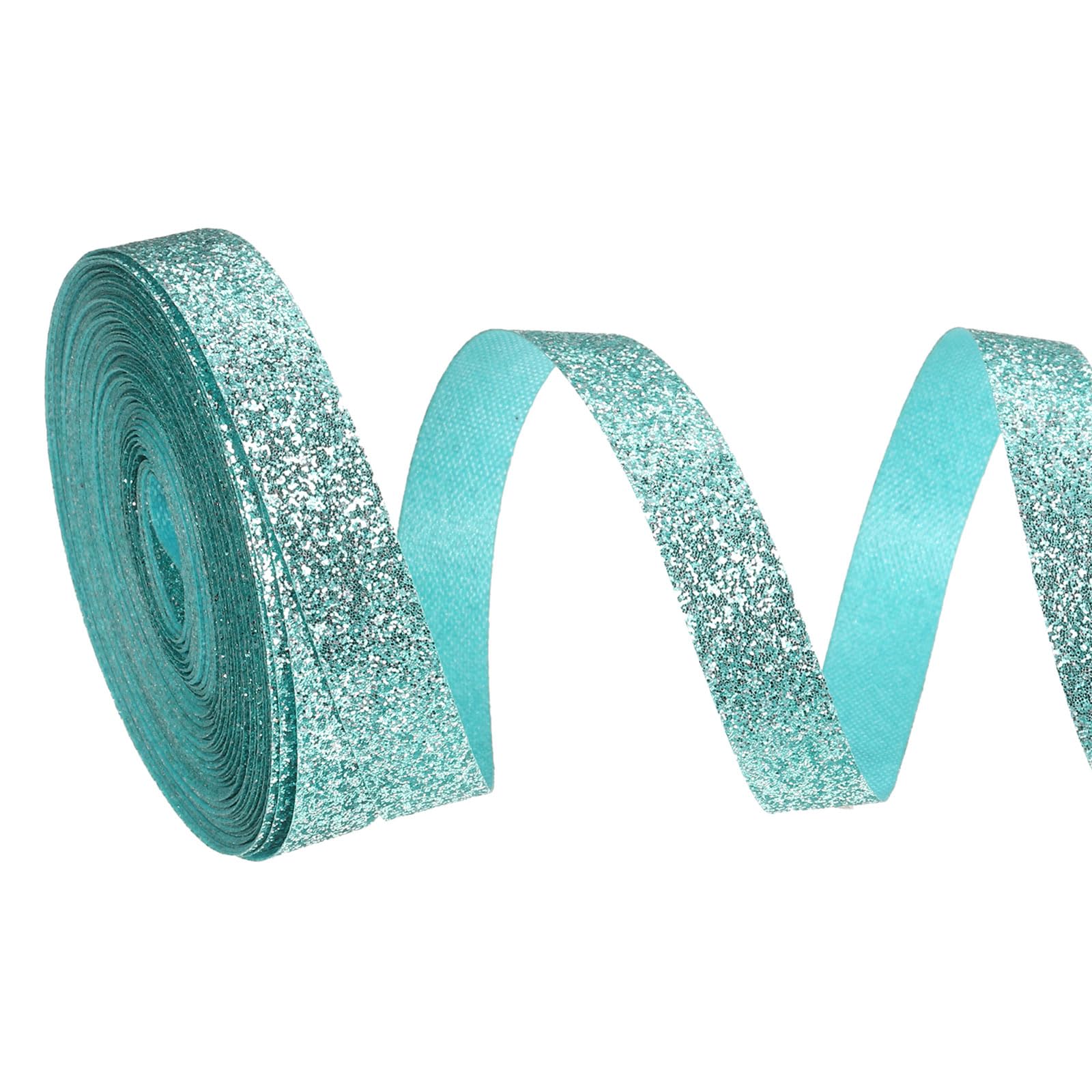 PATIKIL Metallic Glitter Ribbon Roll, 10mm x 9m Sparkly Ribbon Single Sided Cut Edge Gift Wrapping Fabric Rolls for DIY Crafts Wedding Bouquet Party Christmas Decor, Light Blue