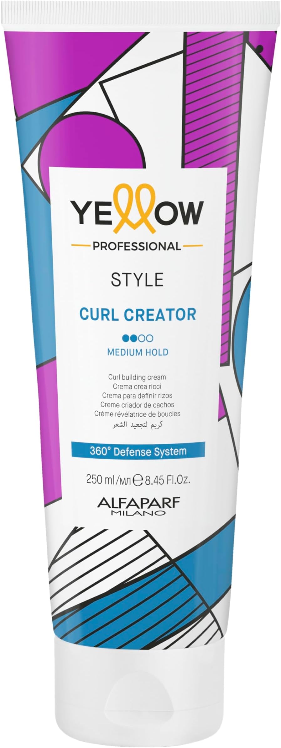 Alfaparf Milano Yellow Style Curl Creator Building Cream - Light Texture - Medium Hold - Enhances, Controls, Separates Curls - Hydrates, Protects, Amplifies Curly and Wavy Hair - Vegan Formula