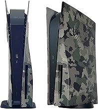 Placa frontal para PS5 com aberturas de resfriamento e filtro de poeira DOBEWINGDELOU PS5 placa lateral para edição de disco capa de reposição placa de rosto capa de proteção acessórios à prova de poeira capa ABS capa verde camuflagem