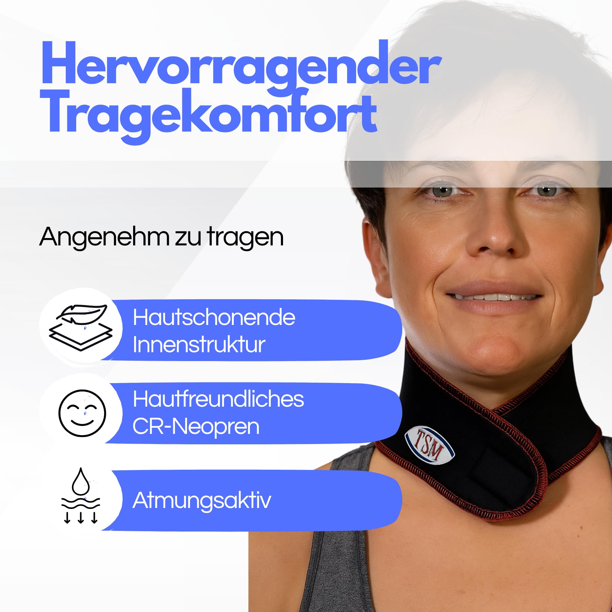 TSM Nacken-Bandage aktiv | Neoprenbandage zur Durchwärmung & Entlastung | Linderung bei Verspannungen & Schmerzen | Sport, Freizeit & Arbeit | Artikelnr 2120 | Made in Germany | 1 Stück, Größe M