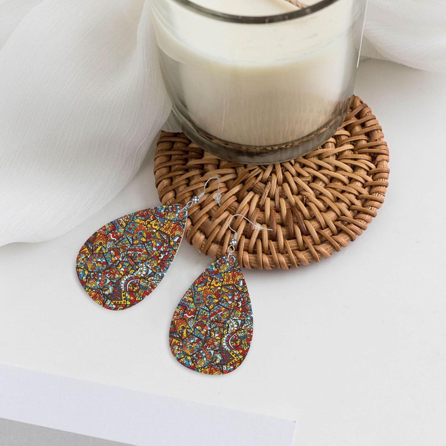 Dangle Earrings for Women Teardrop Faux Leather Earrings image 5