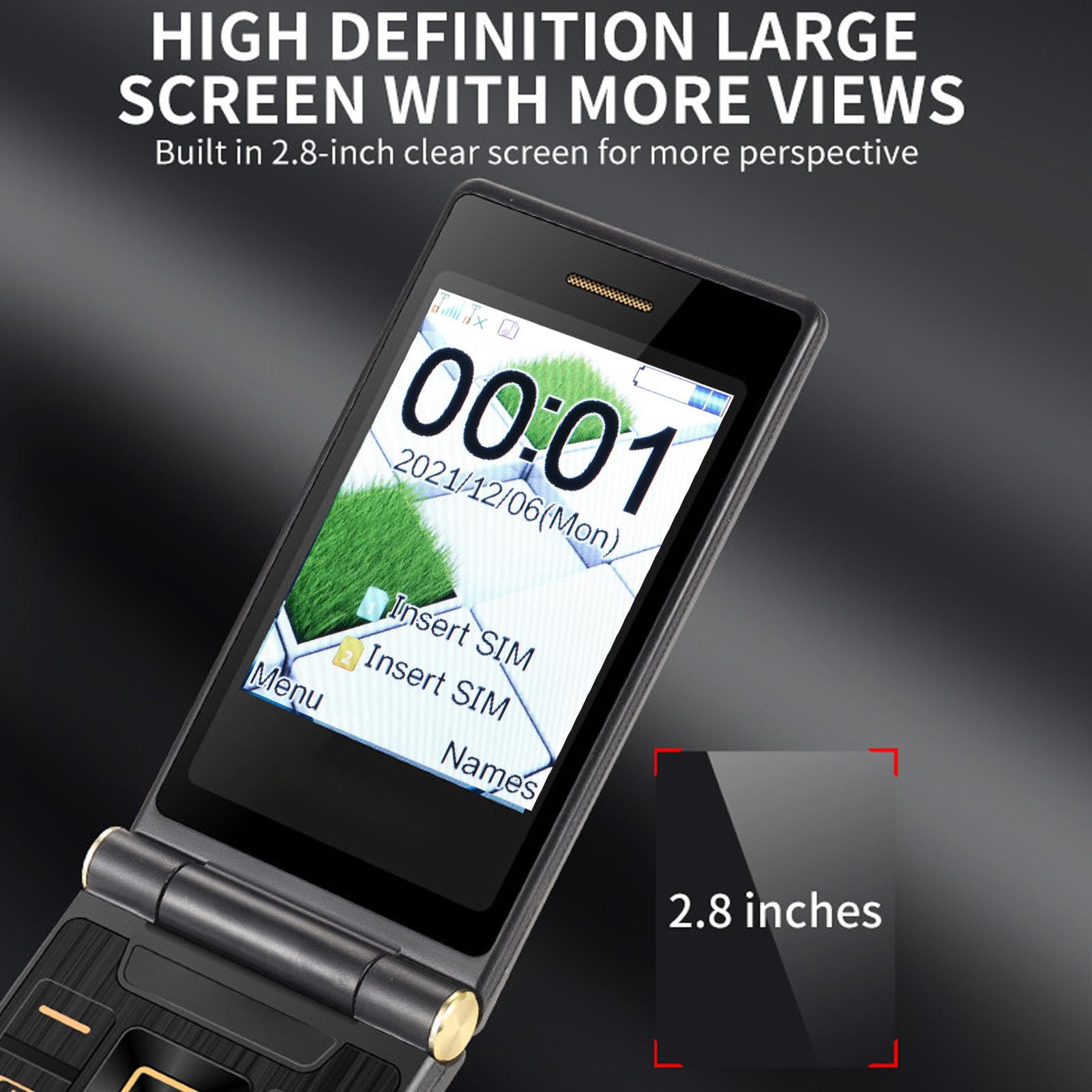 Telefon Komórkowy 3G GSM, Telefon Komórkowy 3.0 w Klapce dla Seniorów, Telefon Komórkowy z Dwiema Kartami SIM z SOS/Dużym Przyciskiem/wyczyść Połączenie (niszczą kolor)