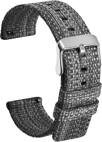 Nylon Watch Strap Replacement Watch Band Military Army Men Women - 16mm, 18mm, 20mm, 22mm, 24mm Watch Bracelet with Stainless Steel Silver Buckle 18mm, Black