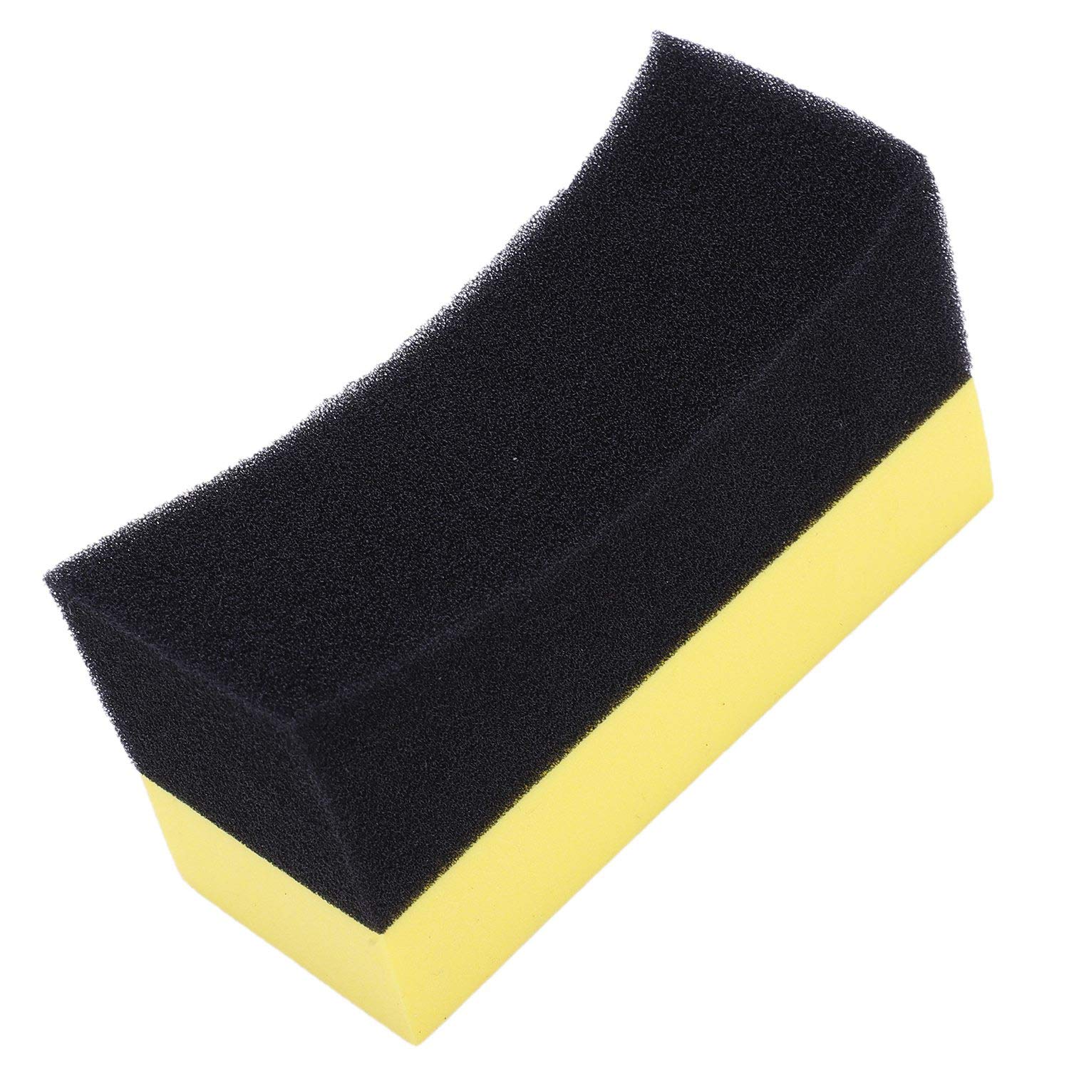 Oikabio 5 Spugne In Schiuma EVA Per Applicatore Pneumatico Di Lucido Per Pneumatici - Cuscinetto Curvo Nero+Giallo 35x100x60 Mm Per Uso Professionale - 3