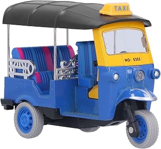 Thai Tricycle Car Model, Pull Back Thai Tricycle Simulation Alloy for Children Vehicle Toy (Blue)