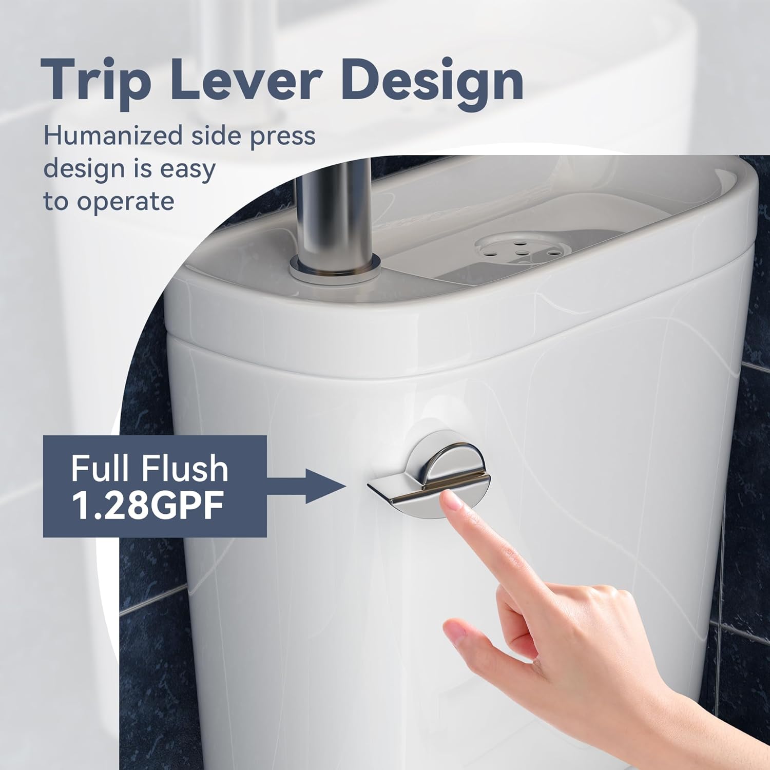 SUPERFLO Elongated Toilet with Sink, Faucet Toilets with Rough in 12 Inch & 1.28 GPF Single Flush, Modern Tall Toilet for Small Bathrooms (Include Faucet)