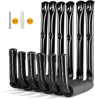 Garage Storage Hooks Heavy Duty, 6 inch Utility Wall Mount Hanging Garage Tool Organizers for Ladders, Chairs, Bicycles, Garden Tools and Bulk Items [6 Pack Black]