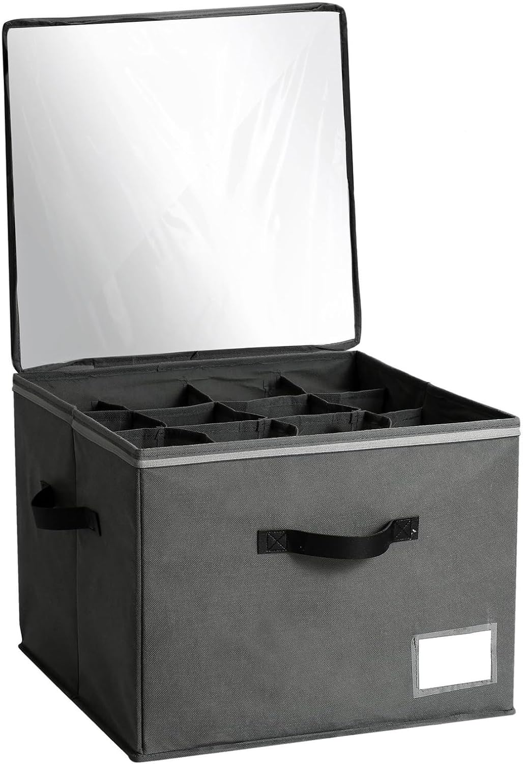 (Set of 2) Shoe Organizer for Closet, Fits up to 12 Pairs, Shoe Cubby Storage Containers with Adjustable Dividers and Clear Cover (Black)