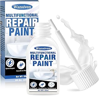 Emaille Reparatur Lack 30 ml, Weißer Fliesen Lackstift zur Professionellen Reparatur von Kleinerer Schäden an Emaille, Fliesen, Keramik, Waschbecken, Metall, Wänden (Seidenmatt)