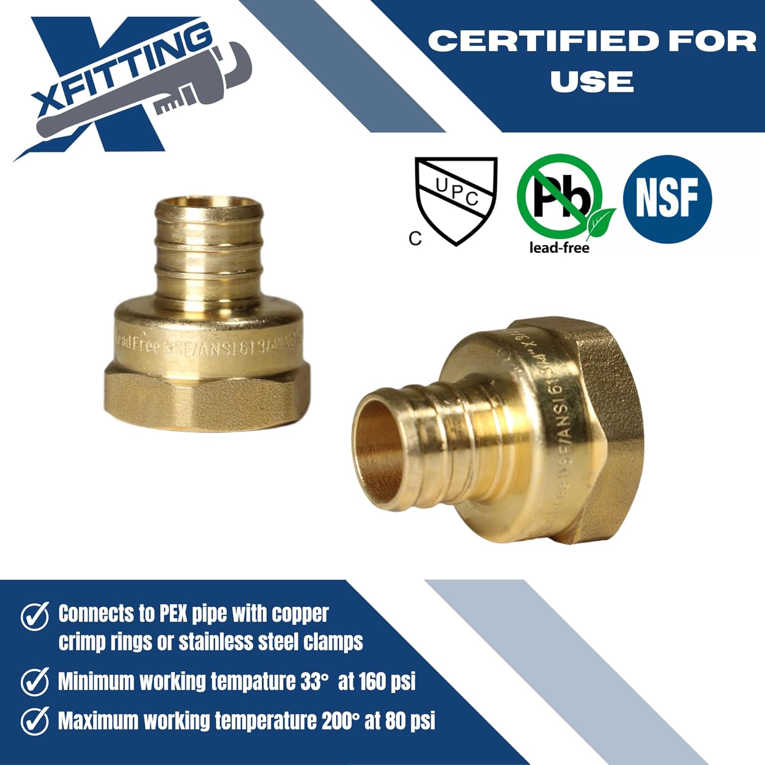 XFITTING 3/4 inch Pex x 3/4 inch Female NPT Adapter, 23-4-2=25X, 25 Pieces