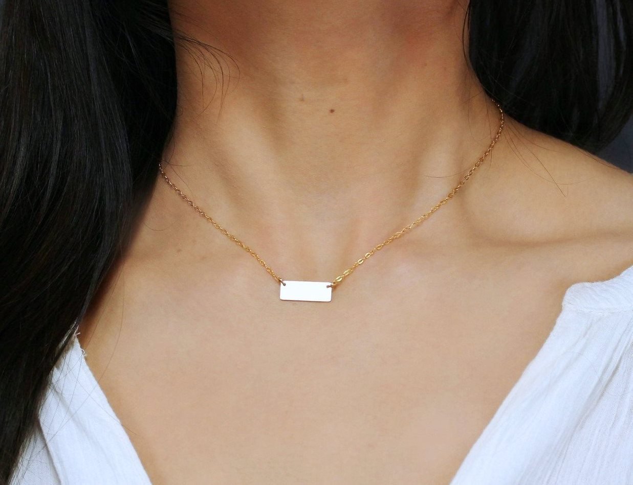 Small 14K Gold Fill Bar Necklace 