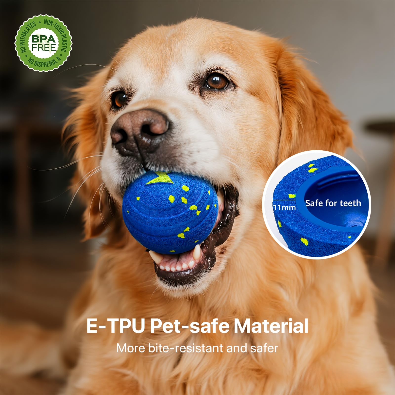 VNAKIO Interaktives Hundespielzeug, Bälle bewegen sich – intelligenter automatischer hüpfender interaktiver Hundeball, haustiersicheres E-TPU-Material, IPX7 wasserdicht, Anti-Langeweile