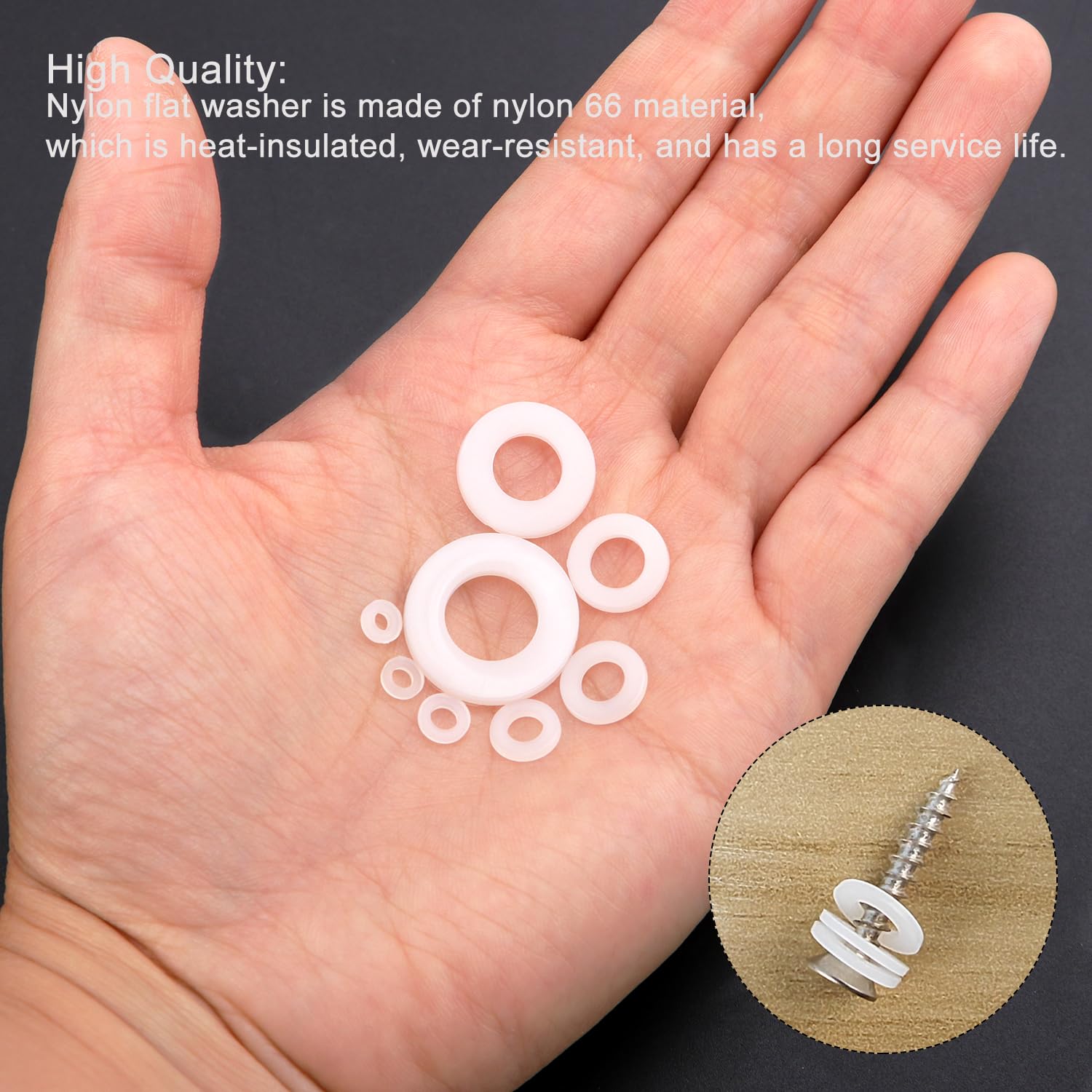 YIXISI 600 Pezzi Bianca Guarnizione in Nylon, Rondella Piatta Plastica Assortimento kit, Distanziatore circolare isolante, M2 M2.5 M3 M4 M5 M6 M8 M10 per Meccanica
