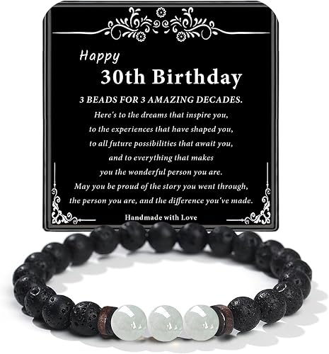 TOLOWOBK Happy 30th Birthday Gifts for Men Beaded Bracelets Double Protection Me