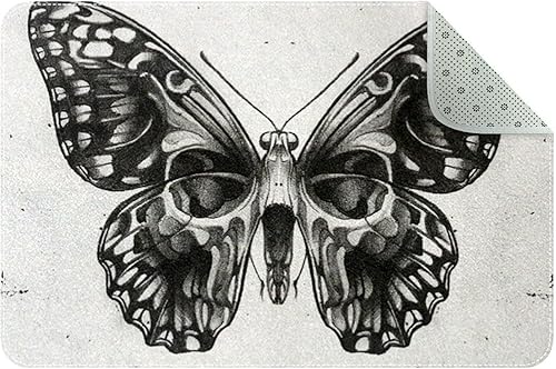 Hermosa alfombra de baño de calavera con parte trasera antideslizante hojas absorbentes de agua alfombra de baño pequeña de microfibra para baño