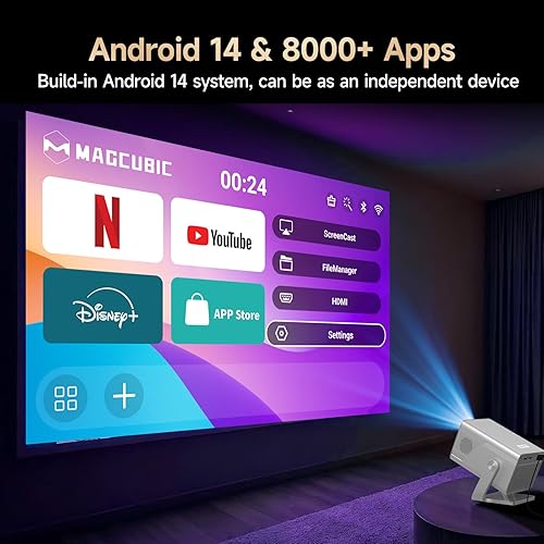 Miniatura 5 de Proyector inteligente compatible con 8K, mini proyector Full HD 1080P, proyector portátil con WiFi y Bluetooth, enfoque automático y Keystone, 650