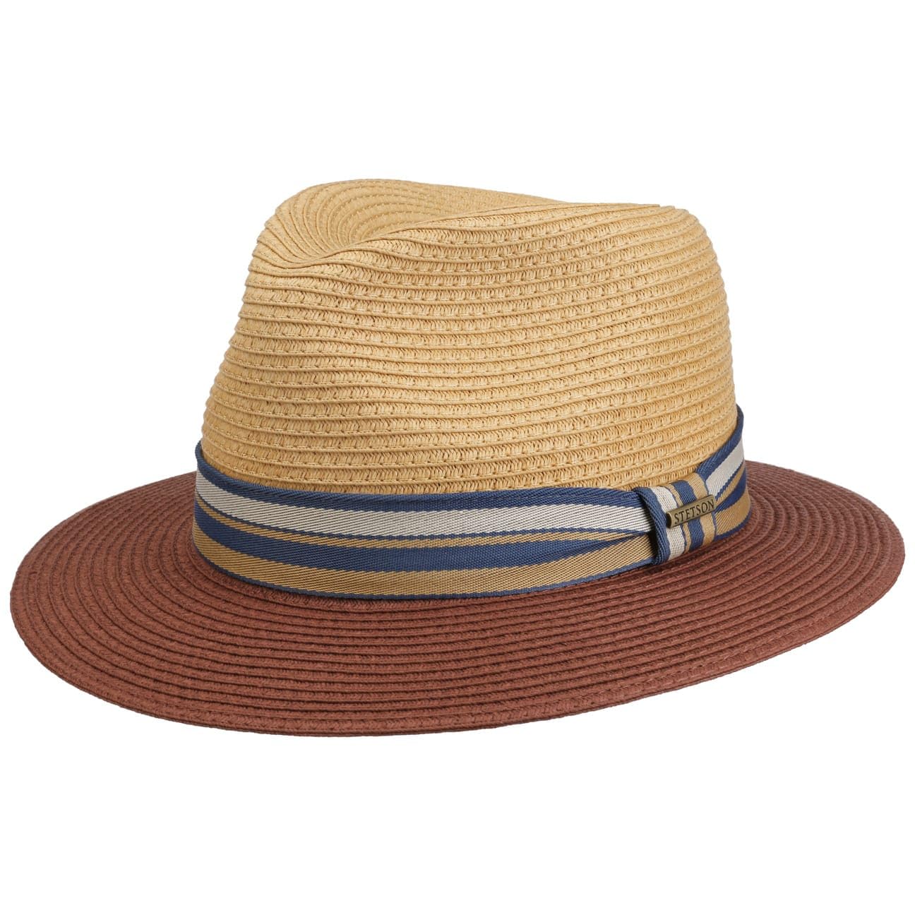 Stetson Romaro Toyo Traveller Straw Hat Men UV Protection 40+ Wide Brim Striped Ribbon Trim Spring Summer