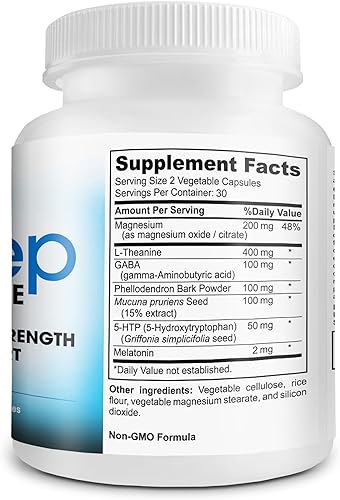 Miniatura 2 de Sleep Complete - Mezcla de fórmula natural de apoyo para el sueño 6 en 1 de L-teanina, 5-HTP, melatonina, magnesio, extracto de mucosa pruriens,