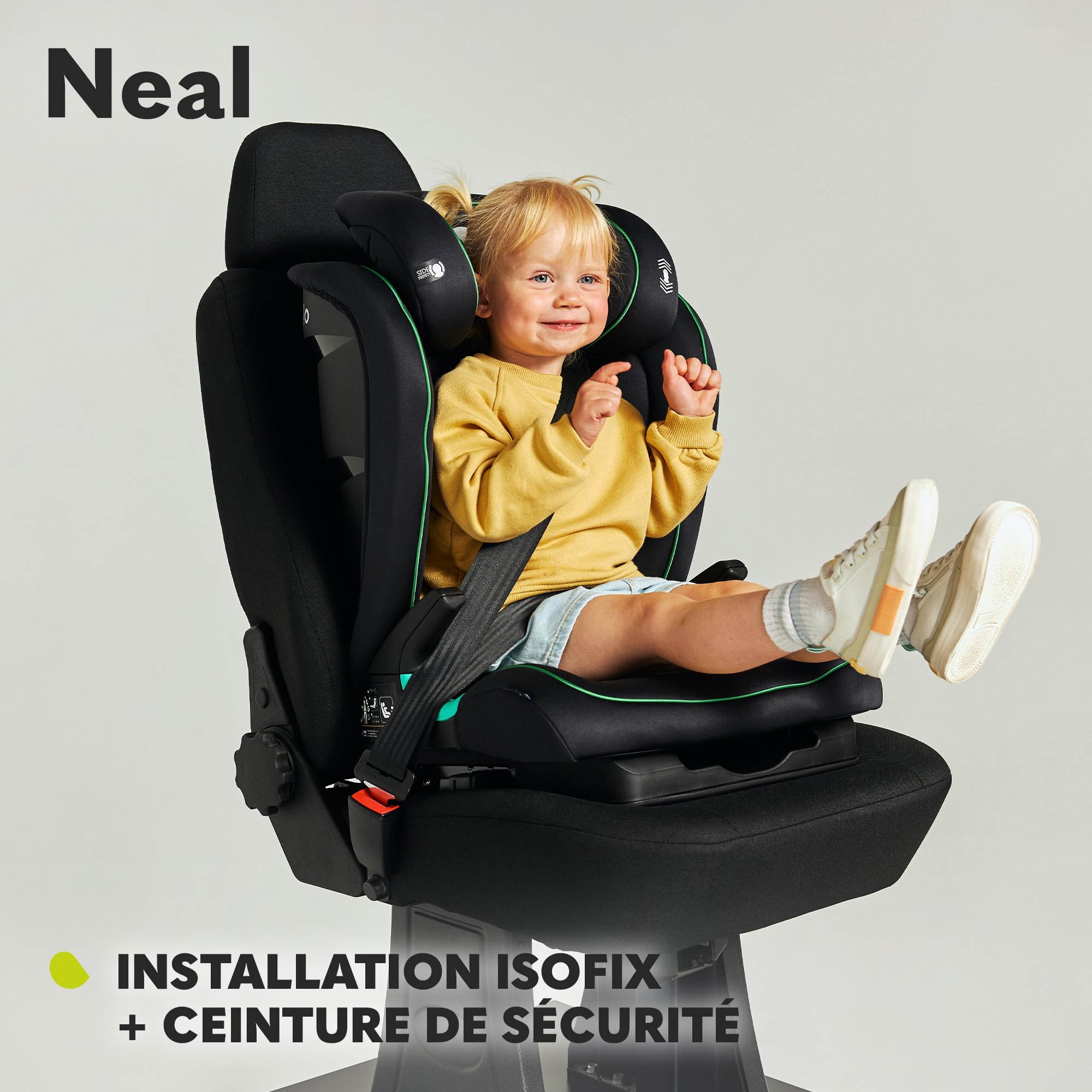 LIONELO Neal siege auto de 15 à 36 kg, Isofix, I-Size, 3 niveaux d’inclinaison, du dossier réglage de la hauteur de l’appui-tête, protection latérale, ventilation