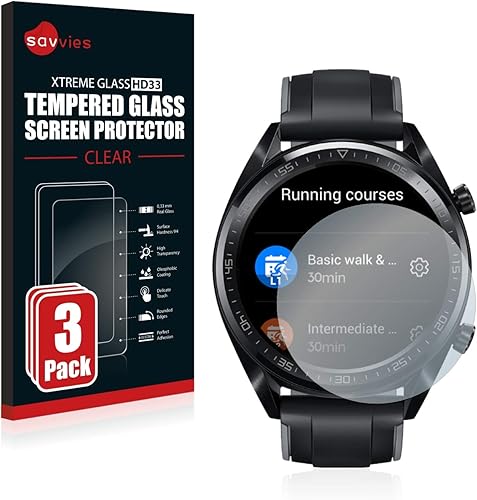 Savvies Vetro Temperato Compatibile con Huawei Watch GT GT Active Pellicola Protettiva Pezzi Durezza Savvies Vetro Temperato Compatibile con Huawei Watch GT GT Active Pellicola Protettiva Pezzi Durezza
