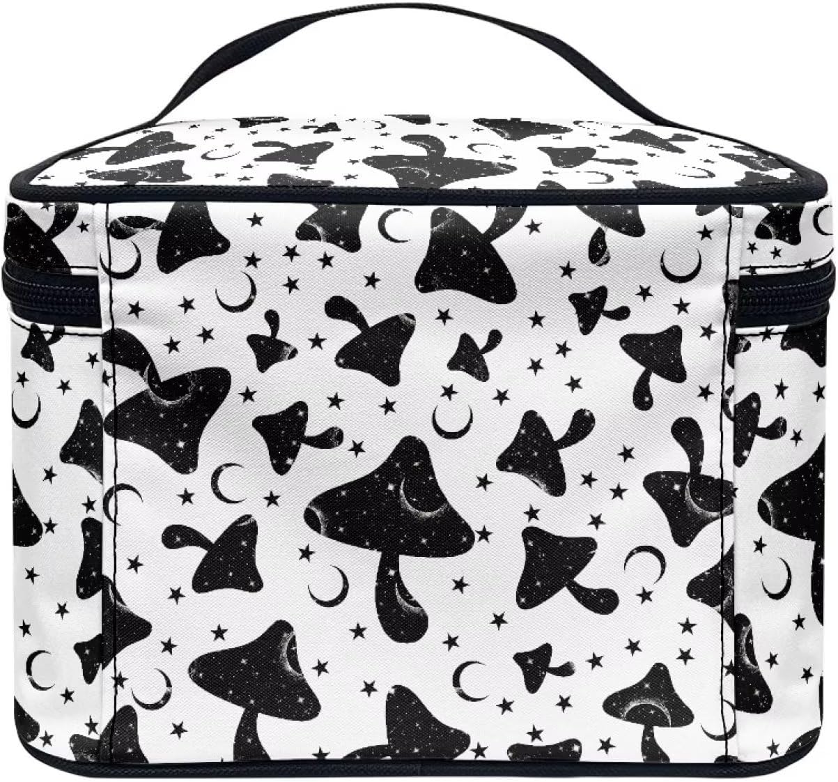Flashideas Gothic Mushroom Makeup Bag Large Opening Design Makeup Bag Cosmetic Organizer Storage Case Makeup Organizer Bag for Travel with Makeup Brushes Compartments