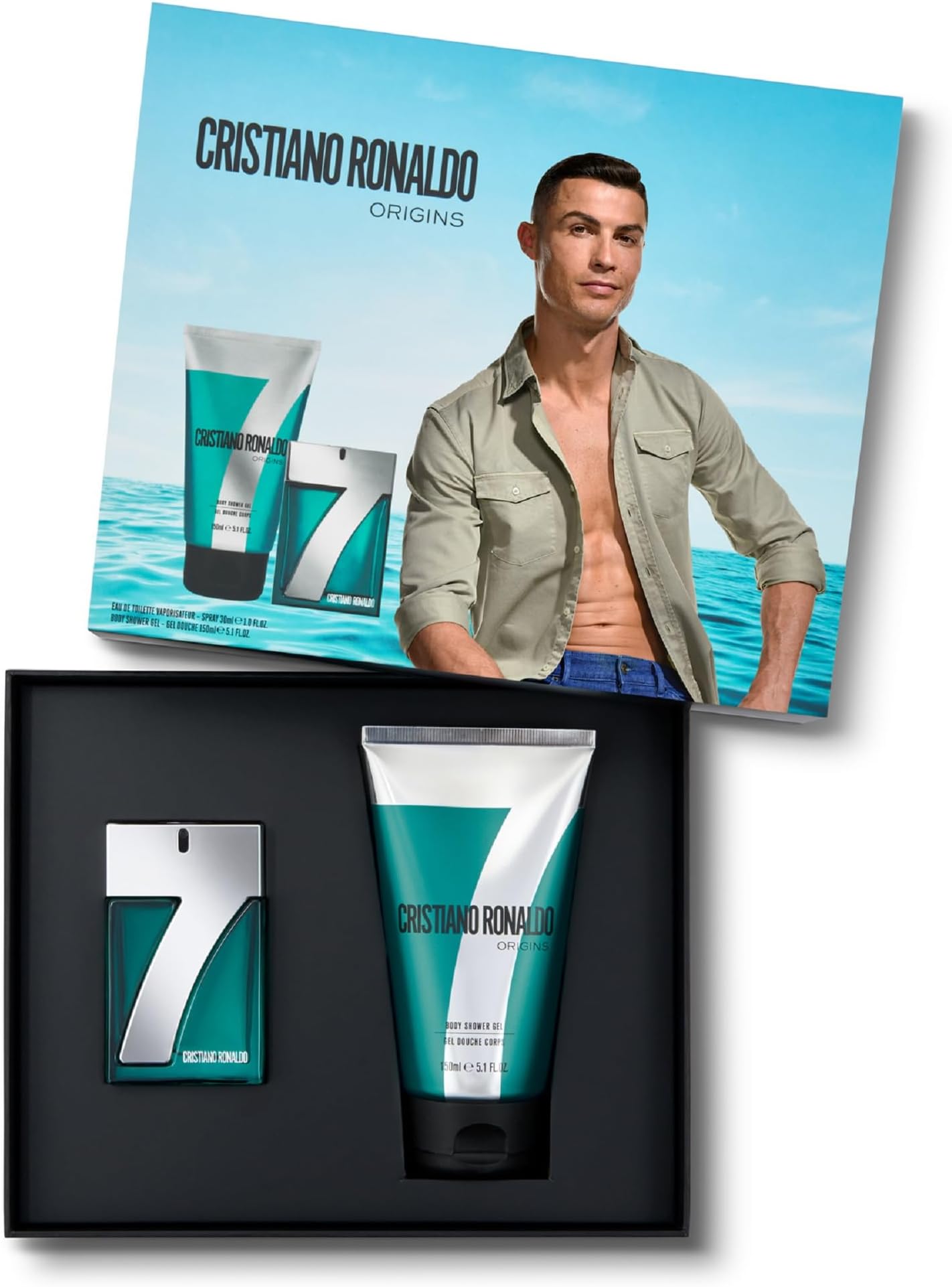 CR7 CRISTIANO RONALDO Cristiano Ronaldo CR7 Origins - Perfume for Men - Body Shower Gel - Cologne for Men with Pineapple Sorbet, Mandarin, Bay Leaf Notes - 2 pc Gift Set