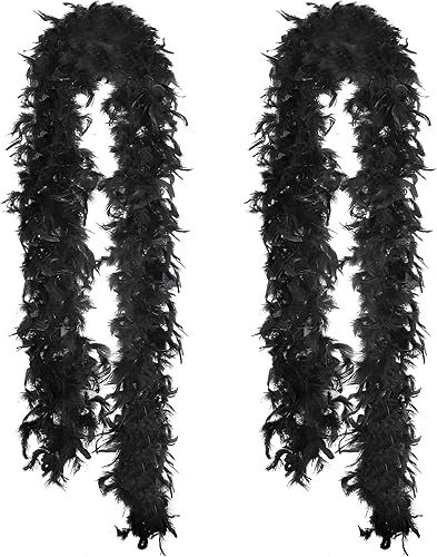 Miniatura 1 de HaiMay Paquete de 2 boas de plumas de pavo para fiestas de ropa de manualidades, 4.4 yardas 40G60G80G Boas de plumas