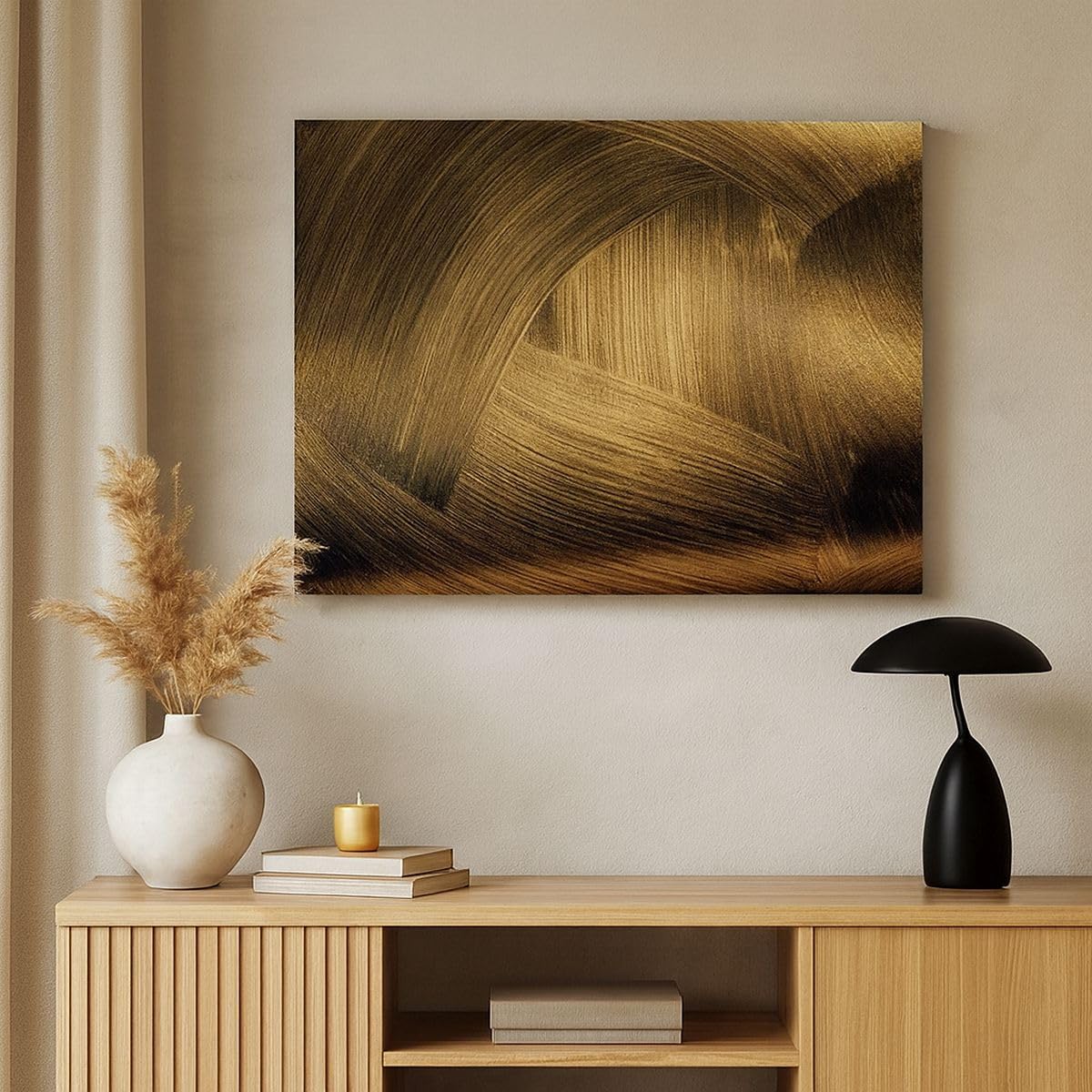 ARTTOR Bilder auf Leinwand 120x80cm Wandbild Abstrakt - 4477 | Gold Textur Abstraktion Groß XXL Wanddekoration Wohnzimmer Schlafzimmer Wanddeko Wand Kunstdruck Wandkunst Wall Decor ARTTOR