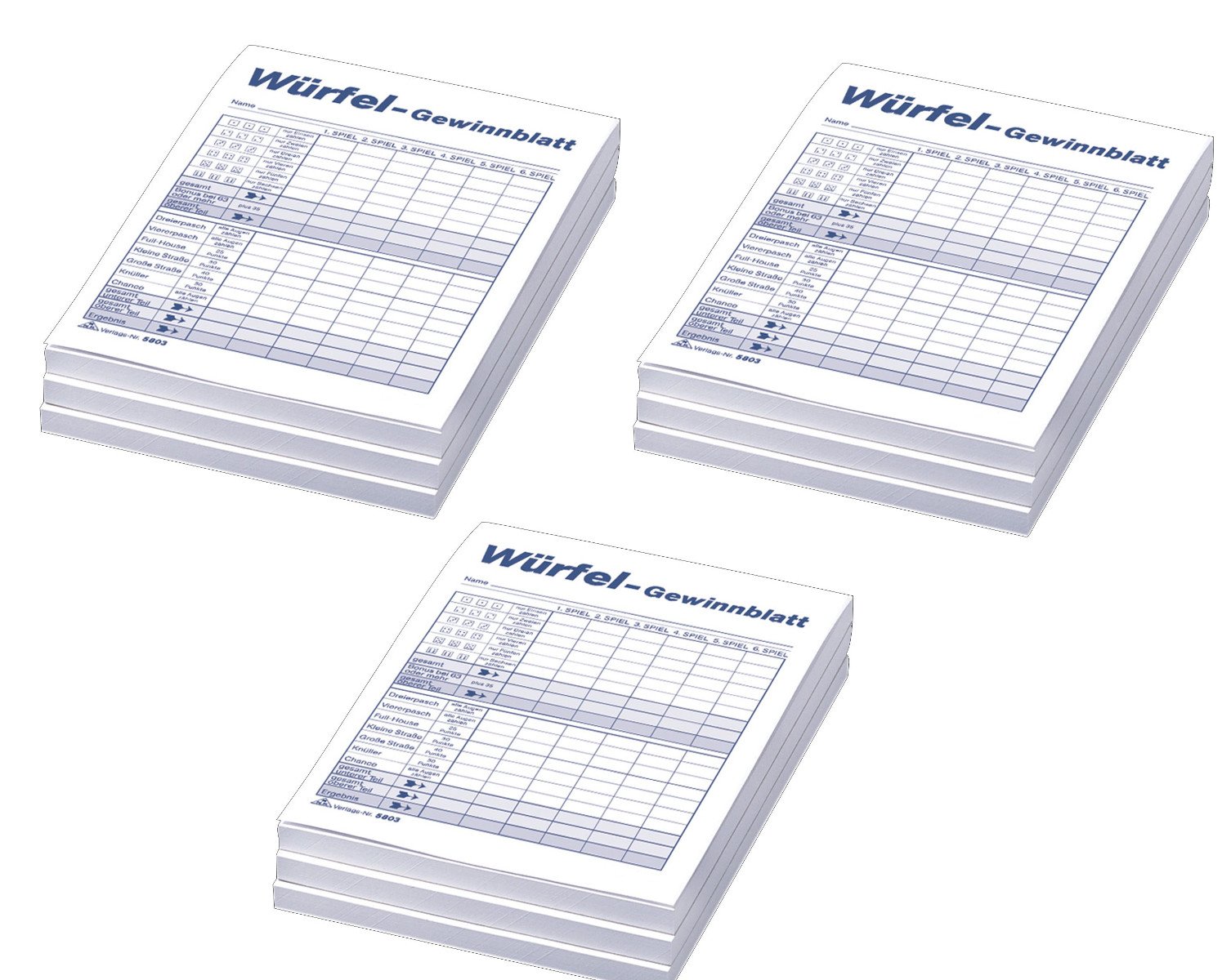 Blocs De Feuilles De Score Pour Jeux De Dés Diamandi - A5 21x14,5cm - 3x50 Feuilles 80g/m²