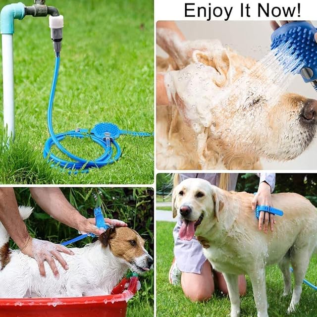 Foto 4 de 7 de yufana Herramienta de Baño para Mascotas,Kit Ducha para Perros Gatos 2 en 1 Manguera Cepillo Herramienta…