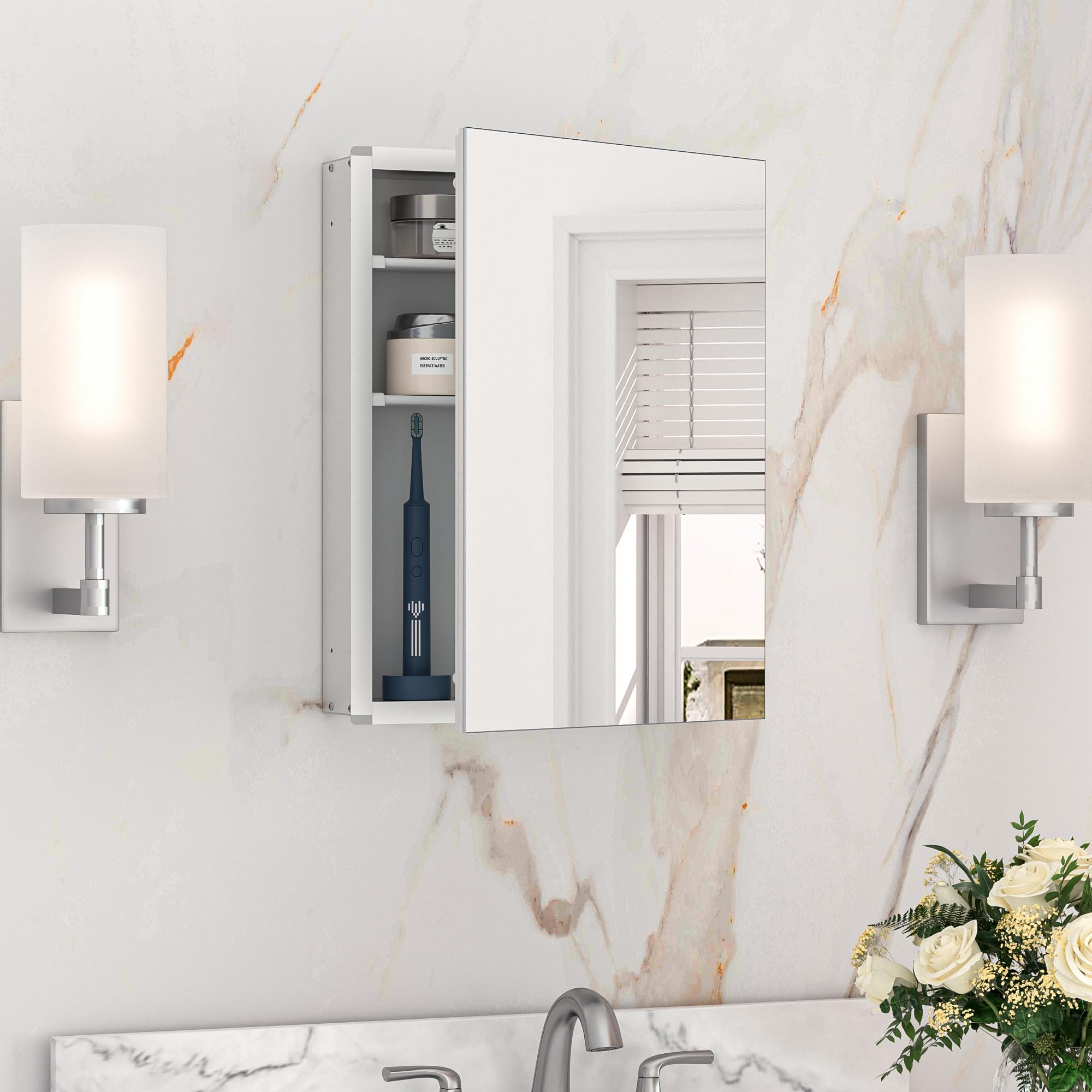 Photo 1 of Keonjinn Small Medicine Cabinet with Mirror 14 x 18 Inch, Aluminum Frame