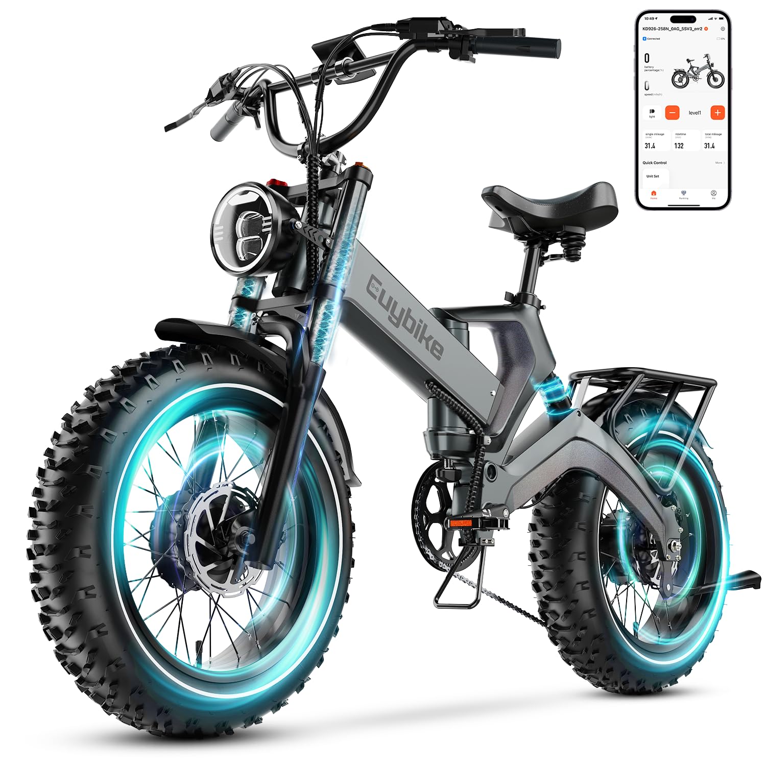 EUYBIKE 3000W peak folding electric bike in grey