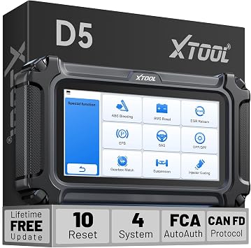 XTOOL D5 OBD2 Scanner Car Code Reader, Engine ABS SRS Transmission Diagnostic Scan Tool with 10 Resets, EPB Service, ABS Bleed, Throttle Relearn, Clear Check Engine Light, Free Update