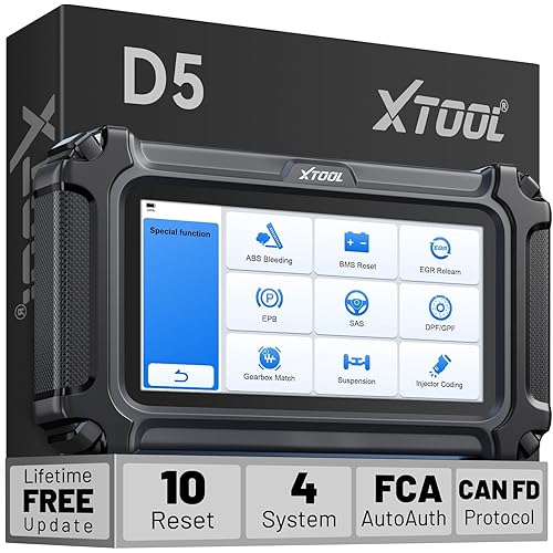 XTOOL D5 Car Code Reader and Reset Tool, Engine ABS SRS Transmission Car Diagnostic Tool with EPB Service, ABS Bleed, Throttle Relearn, Clear Check Engine Light Code Reader with 10 Resets, Free Update