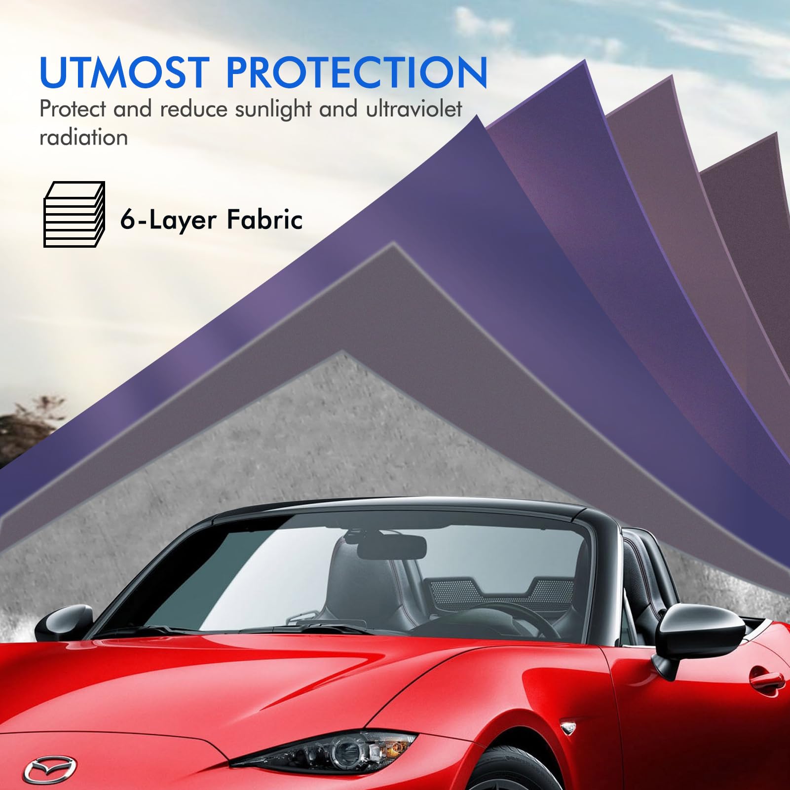 Car Cover Waterproof All Weather 6 Layers Outdoor Full Exterior Cover Rain Sun UV Snowproof Protection with Zipper — view 6