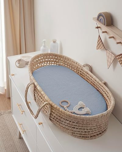 Miniatura 10 de Sábanas de muselina para cuna, sábana de cuna de algodón neutro para bebés niñas y niños, adecuada para colchón estándar de cuna y colchón de cama