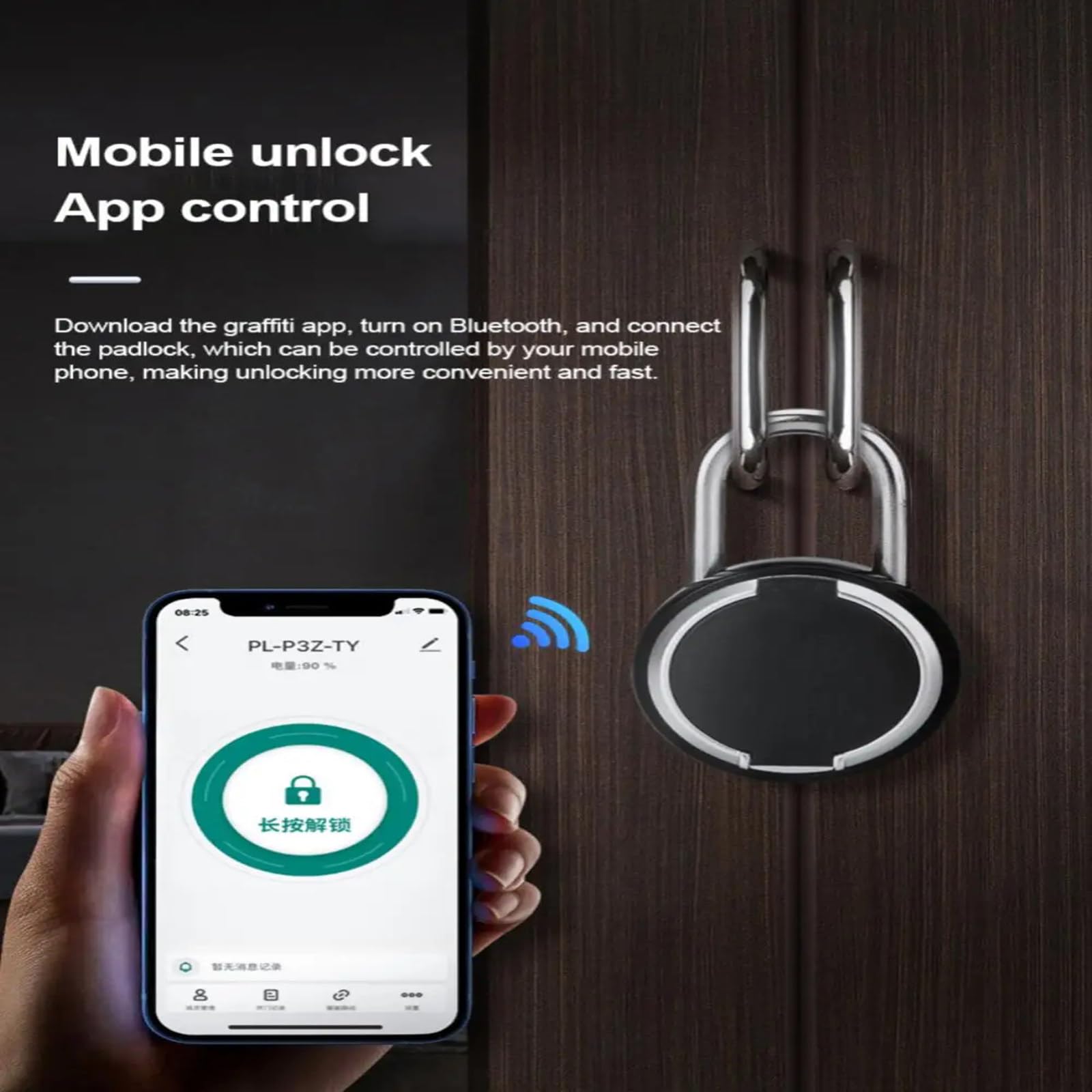 Candado inteligente con huella dactilar, cerradura electrónica, compatible con desbloqueo de la aplicación Bluetooth Smart Life, protección de seguridad impermeable.