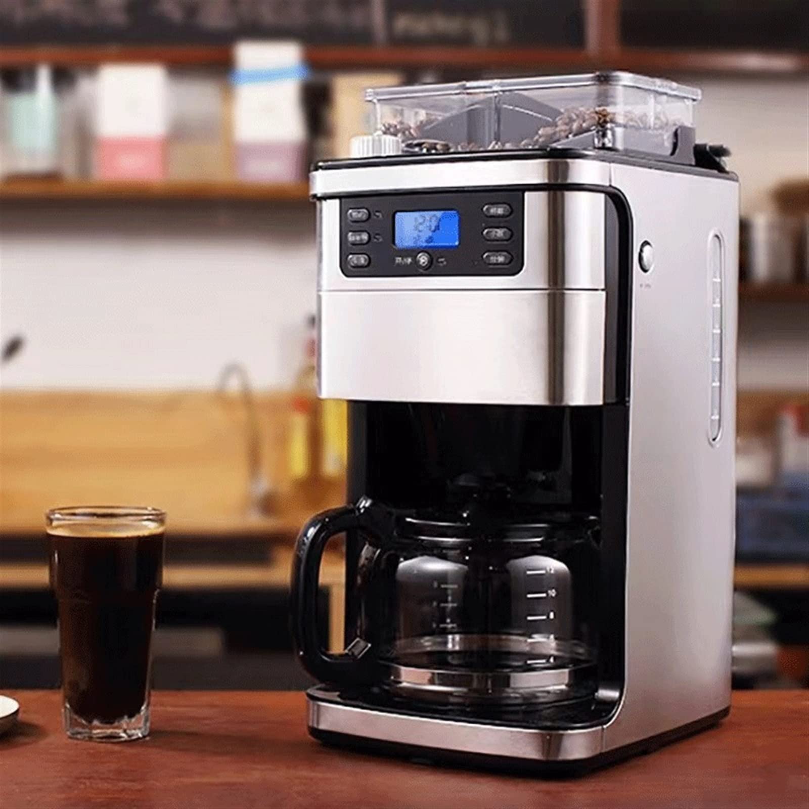 DieffematicKF Ekspresy do kawy Household Automatic Coffee Machine Freshly Ground Coffee Beans/powder Commercial Automatic Coffee Machine (Color : White, Size : EU)