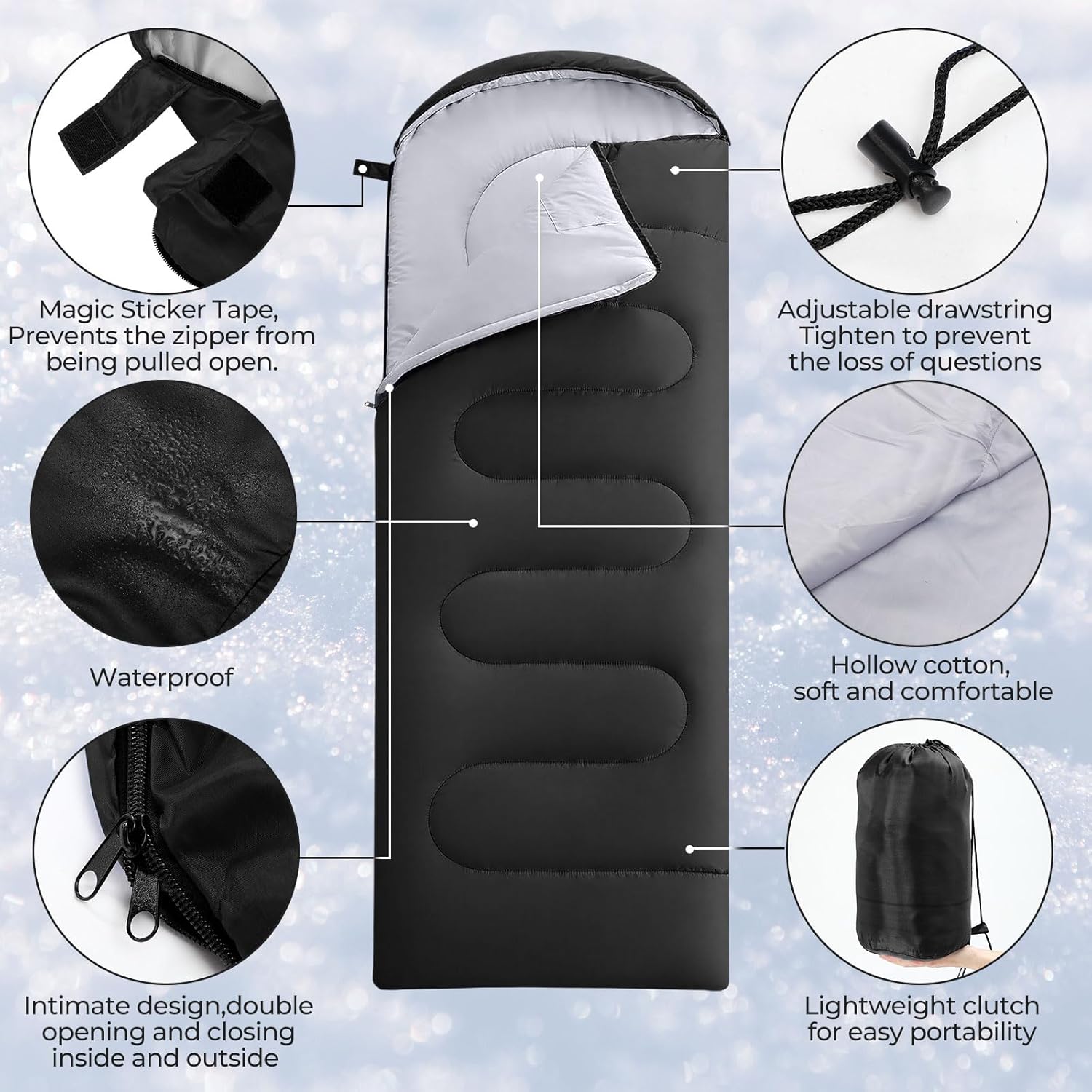 SmoothNovelty 80 Pcs Homeless Care Package Sleeping Bags Adult Bulk with Winter Beanies Hat Gloves Scarf Cotton Liner Waterproof Sleeping Bag for Camping Outdoor Church Donation Emergency