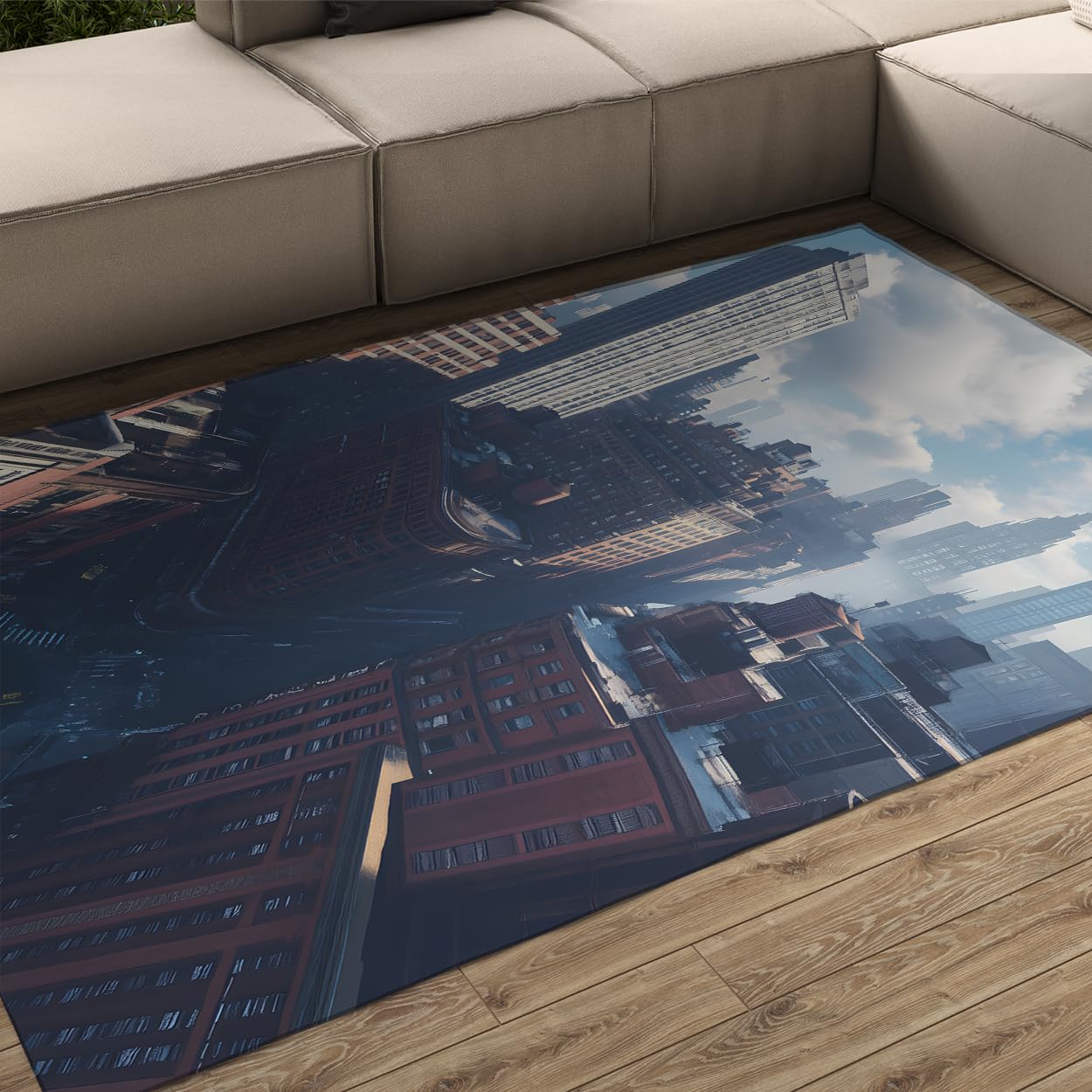 Tapis Urban Skyline 80x120 cm antidérapant à motif de ville moderne