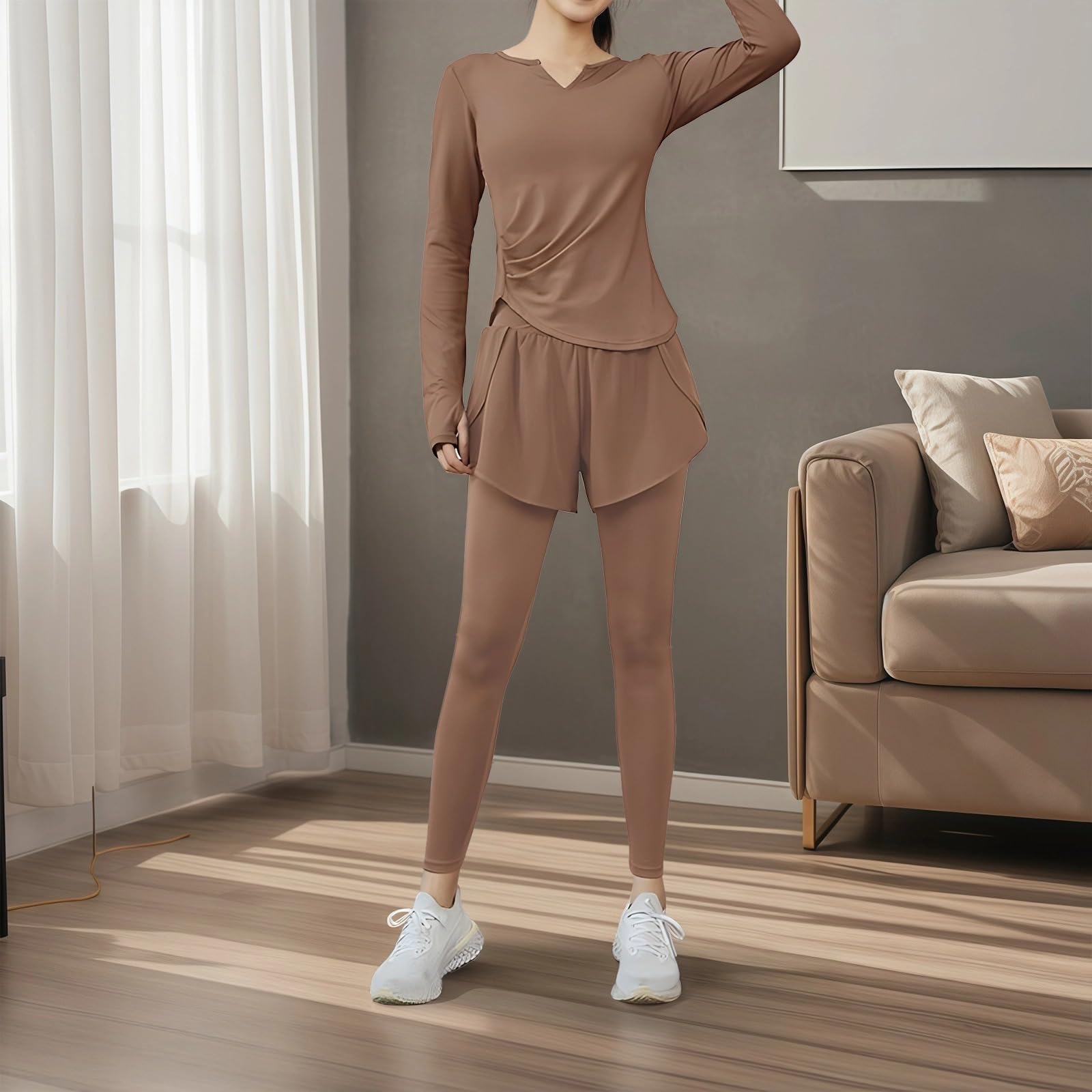 Conjuntos de entrenamiento de 3 piezas para mujer, conjuntos de yoga con telas transpirables, diseño antibolitas, trajes atléticos versátiles, XXL se adapta de 135 a 150 libras