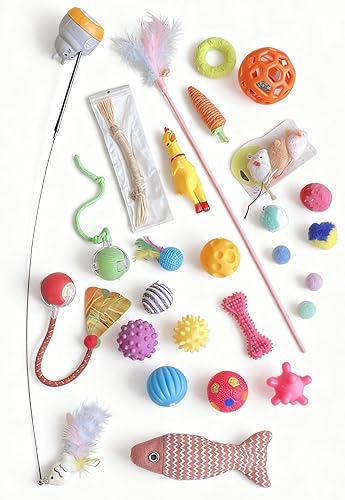 Miniatura 1 de 26 juguetes interactivos para gatos de interior  Bola rodante automática inteligente, varita de plumas, juguetes chirriantes de pollo y gatito