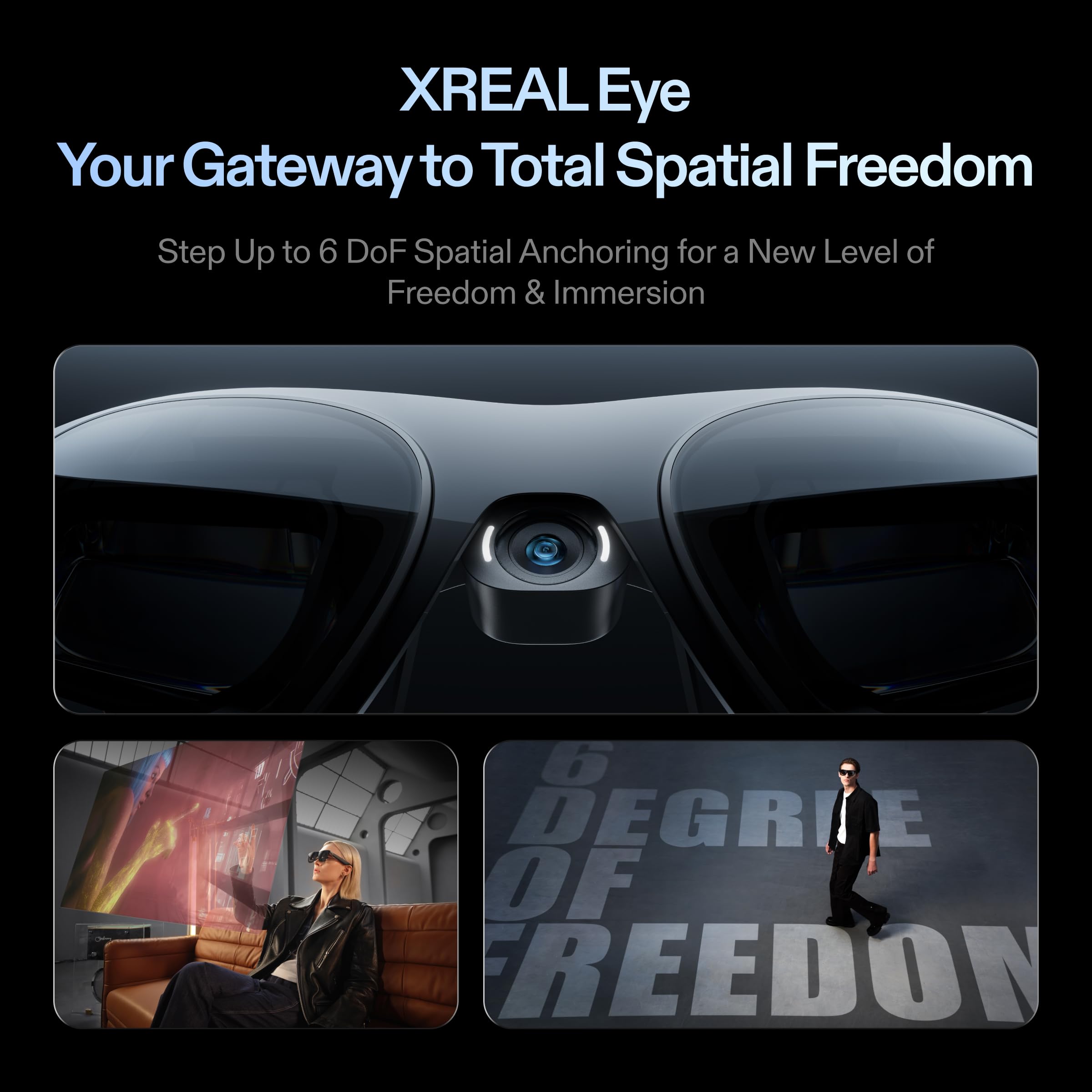 XREAL One Pro AR Glasses with X1 Chip, Native 3 DoF, X-Prism Optics, 57°FOV 171" 120Hz FHD Display, Sound by Bose, XR Glasses for iPhone 16, Steam Deck, ROG, Mac, PC, Android & iOS L (IPD 66-75mm)