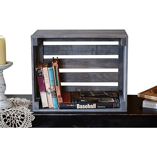Antique Gray Stained Rustic Wood Crate