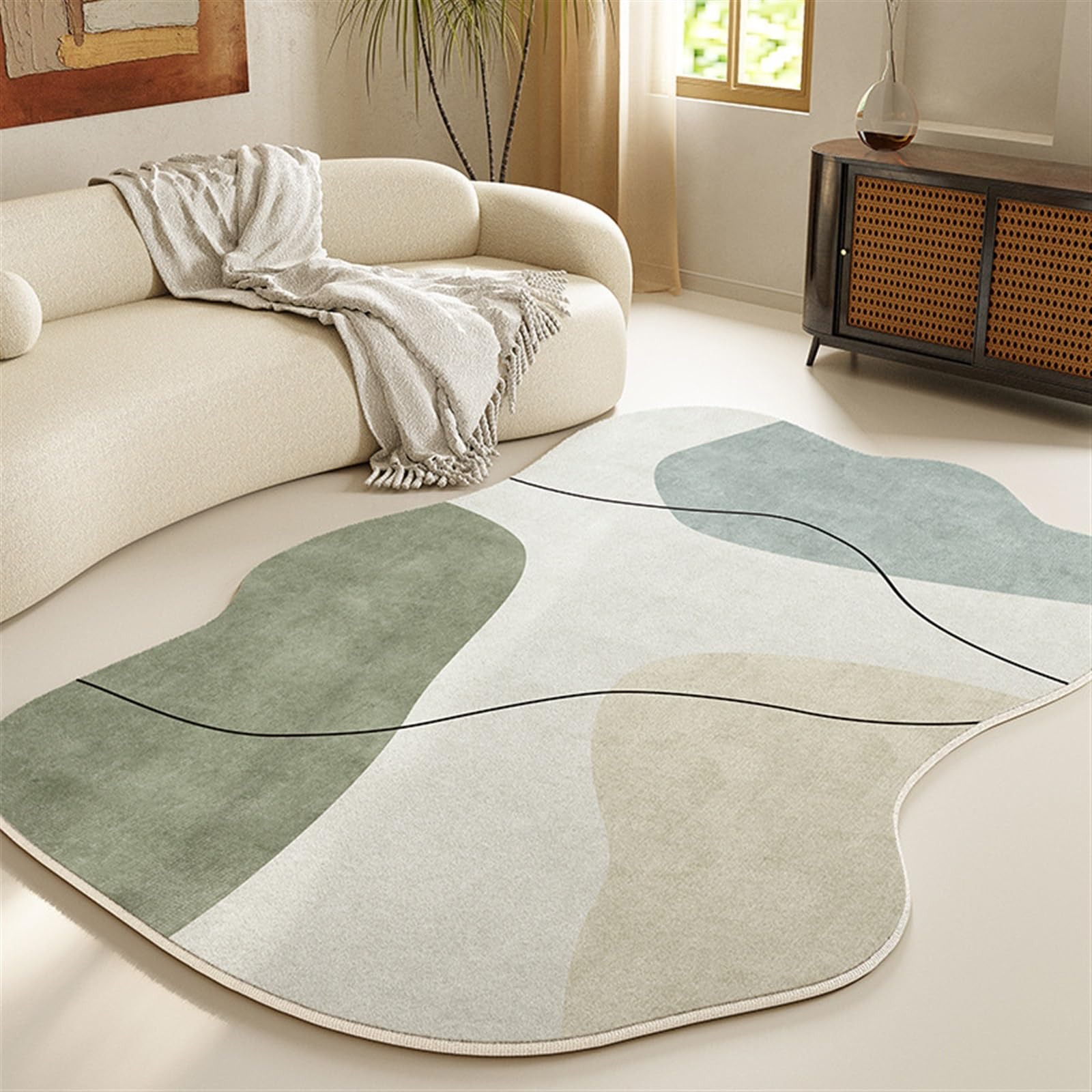 Tapis de couloir intérieur moderne grand salon format irrégulier Shaggy